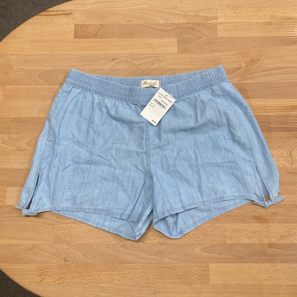 NWT Madewell Pull-On Side Tie Chambray Shorts